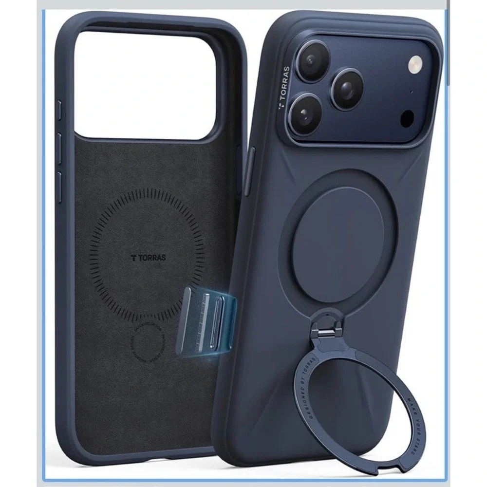 TORRAS Ostand Q3 Silicone for iPhone 17 Pro Max Case, Fit for MagSafe, Deep Blue